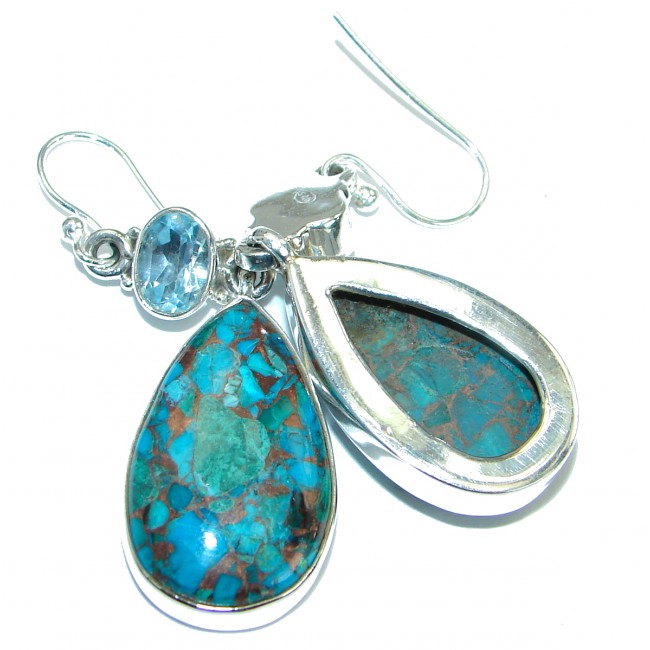 Perfect Turquoise with copper vains .925 Sterling Silver earrings