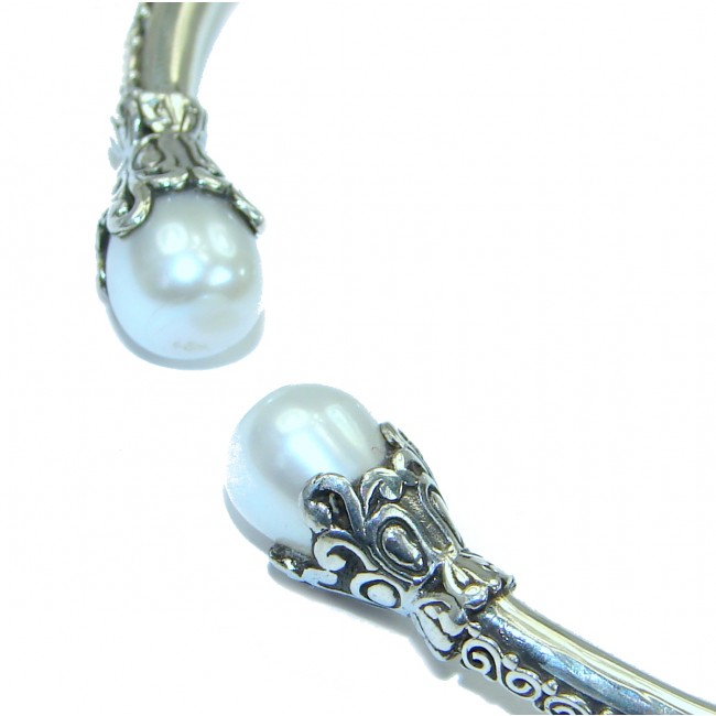 Balinese Fresh water Pearl .925 Sterling Silver handcrafted Statement Bracelet / Cuff