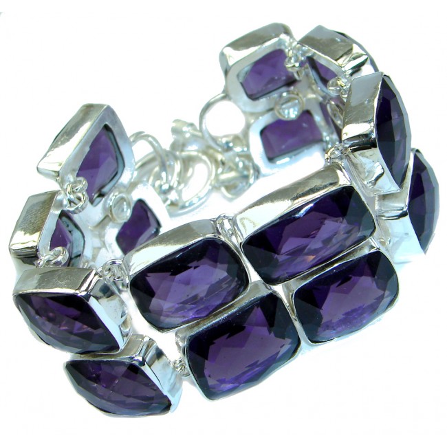 Huge Rich Purple Quartz .925 Sterling Silver handmade Bracelet