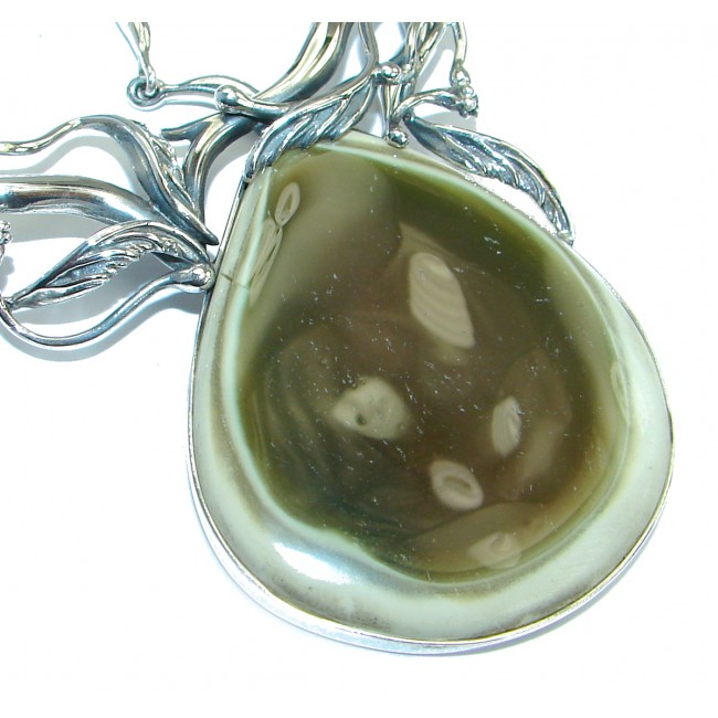 One of the kind Genuine Imperial Jasper .925 Sterling Silver handmade necklace