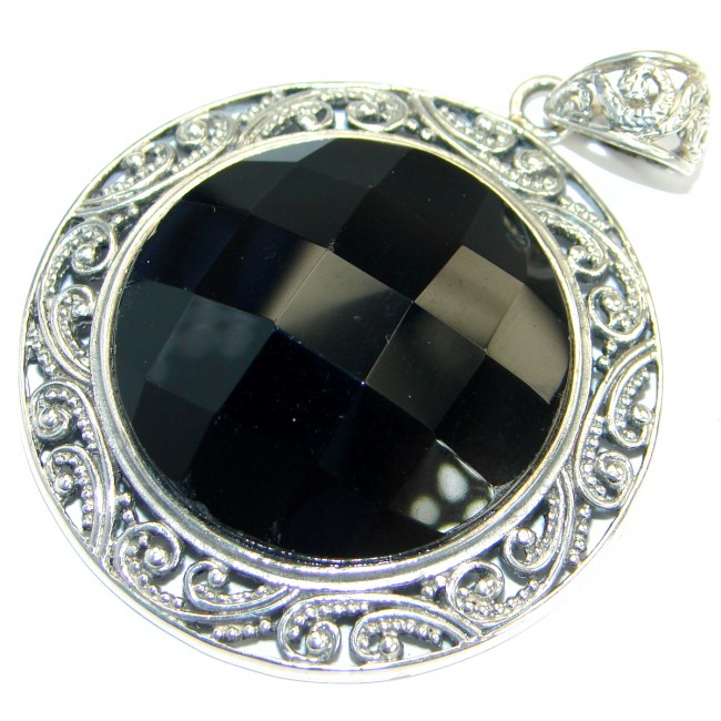 Black Onyx .925 Sterling Silver handmade Pendant