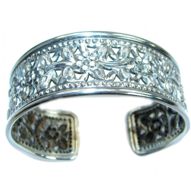 Floral Design Bali Design handcrafted .925 Sterling Silver Bracelet / Cuff