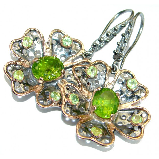 Authentic Peridot Gold Rhodium over .925 Sterling Silver handmade earrings