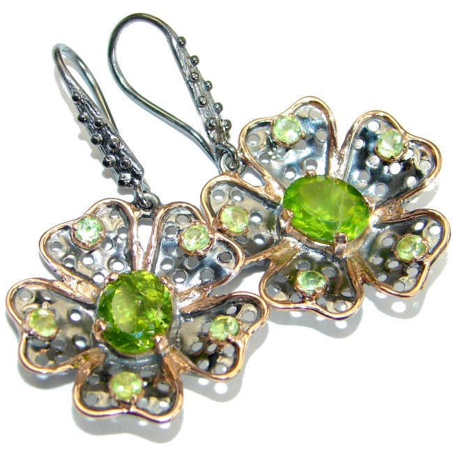 Authentic Peridot Gold Rhodium over .925 Sterling Silver handmade earrings