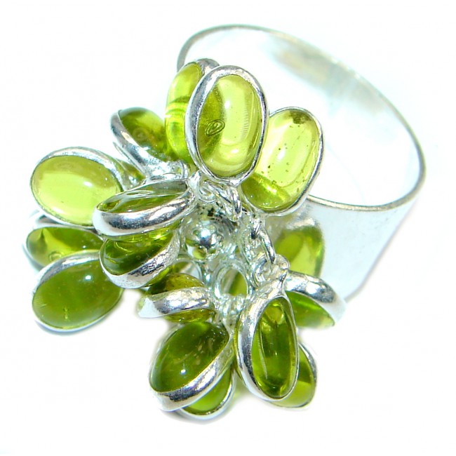 Green Quartz .925 Sterling Silver handcrafted Ring Size 10