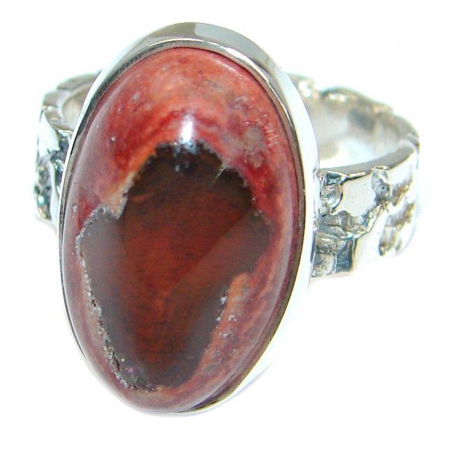 Mexican Fire Opal .925 Sterling Silver handcrafted ring size 8 1/4