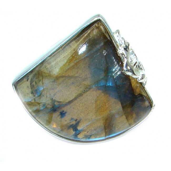 Blue Fire Labradorite .925 Sterling Silver handmade ring size 6 1/4