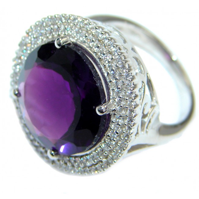 Round Cut genuine Amethyst .925 Sterling Silver ring s. 7