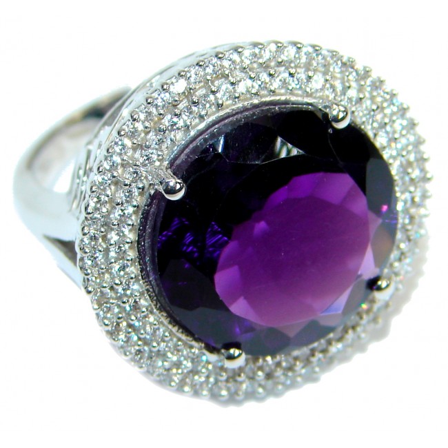 Round Cut genuine Amethyst .925 Sterling Silver ring s. 7