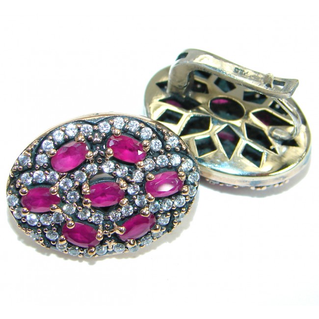 Trendy created Ruby .925 Sterling Silver handmade earrings