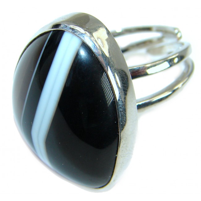 Authentic Onyx .925 Sterling Silver handmade Ring s. 8 adjustable
