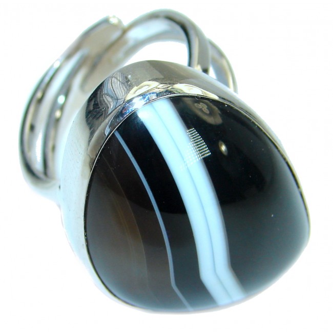 Authentic Onyx .925 Sterling Silver handmade Ring s. 8 adjustable
