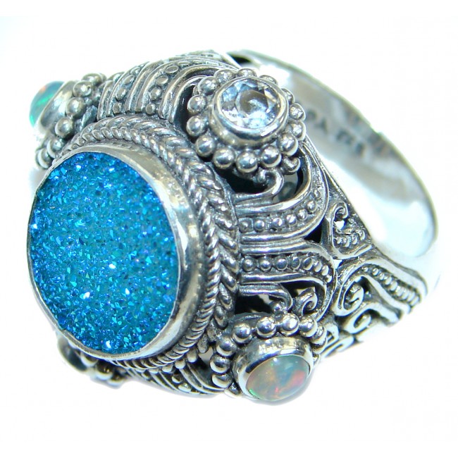 Bali Dream Grnilli TM Druzy Ethiopian Opal .925 Sterling Silver handmade Ring s. 8