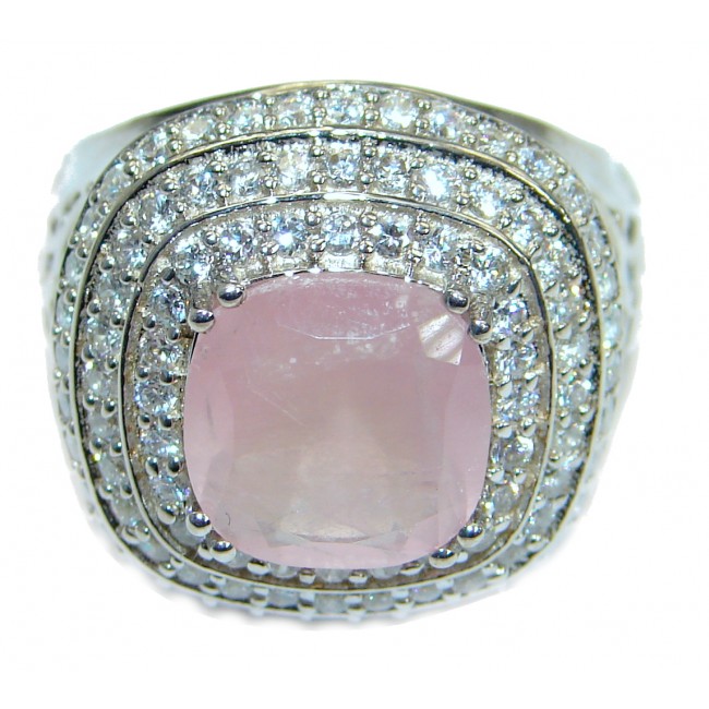 Princess Cut Rose Quartz .925 Sterling Silver ring s. 9