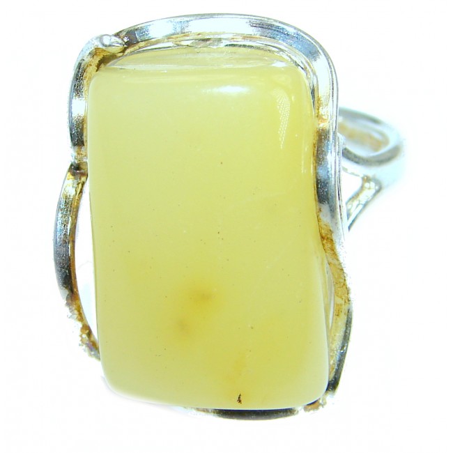 Chunky Genuine Butterschotch Polish Amber .925 Sterling Silver Ring size 9 1/4