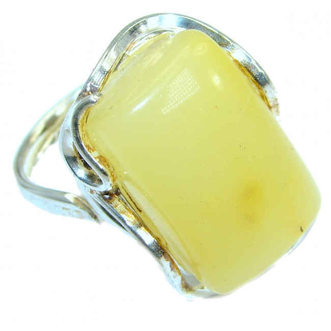 Chunky Genuine Butterschotch Polish Amber .925 Sterling Silver Ring size 9 1/4
