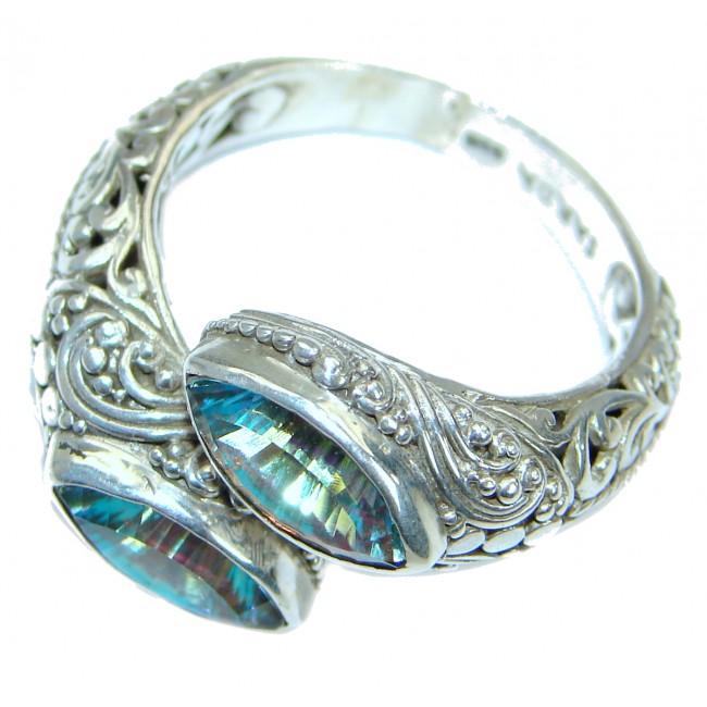 Bali Dream Aquamarine Topaz .925 Sterling Silver handmade Ring s. 12