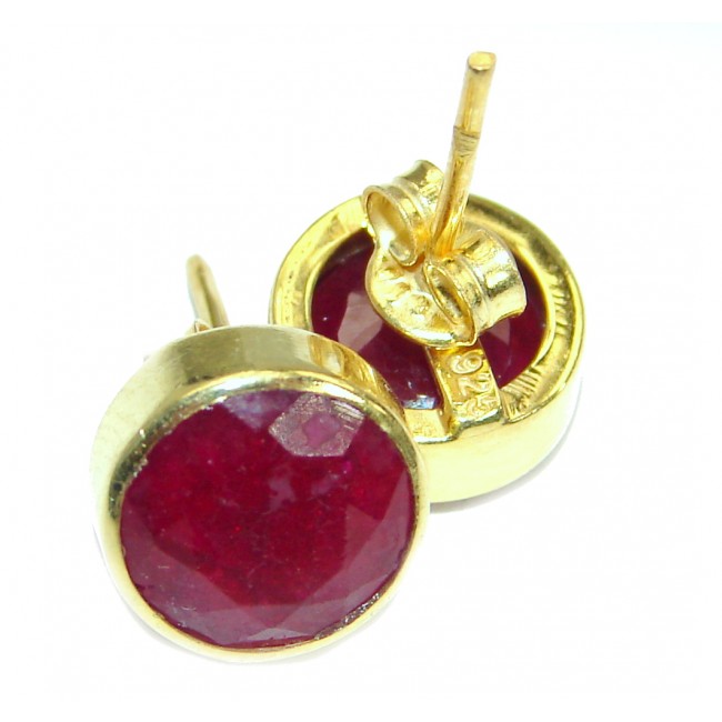 Juicy natural 10 mm Ruby Gold Rhodium over .925 Sterling Silver handcrafted earrings