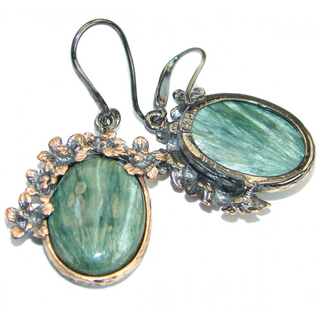 Genuine Seraphinite Gold over .925 Sterling Silver handmade earrings