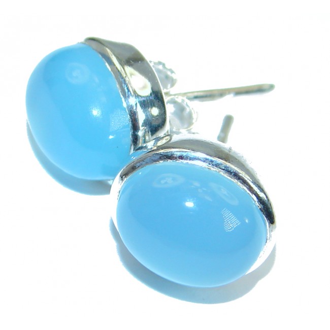 Simple Design excellent 15 mm Chalcedony Agate .925 Sterling Silver earrings