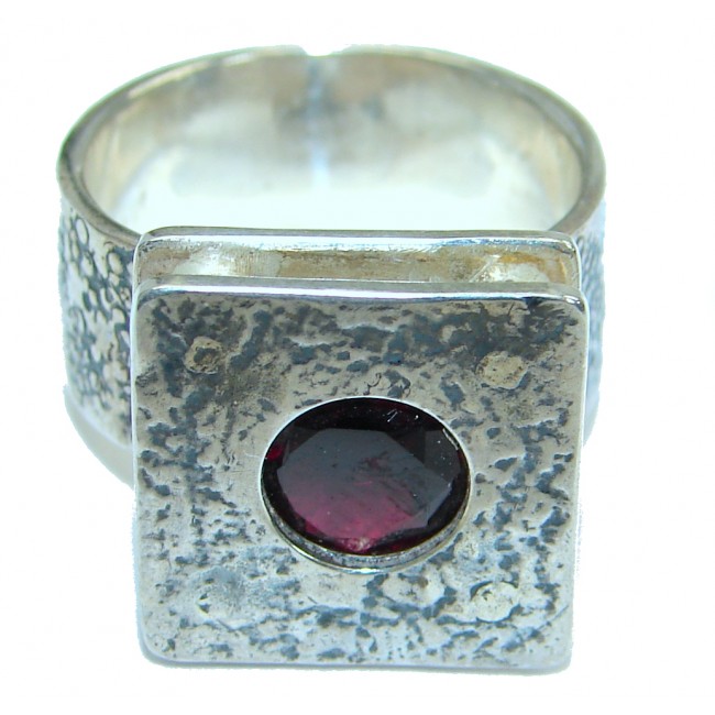 Authentic Garnet .925 Sterling Silver handmade Ring s. 6 adjustable