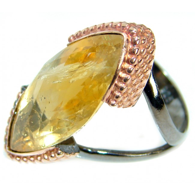 Vintage Style 55 CT Citrine .925 Sterling Silver handmade Cocktail Ring s. 8