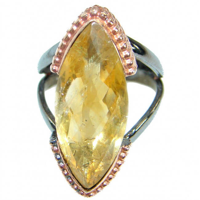 Vintage Style 55 CT Citrine .925 Sterling Silver handmade Cocktail Ring s. 8