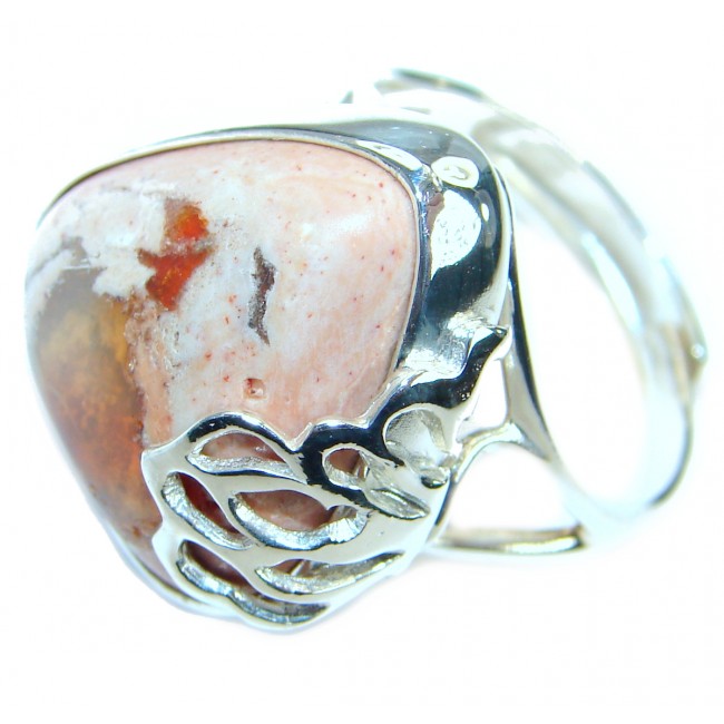 Mexican Opal oxidized .925 Sterling Silver handcrafted ring size 7 adjustable