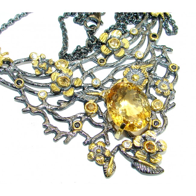 One of the kind genuine Citrine 14K Gold over .925 Sterling Silver handmade Necklaces