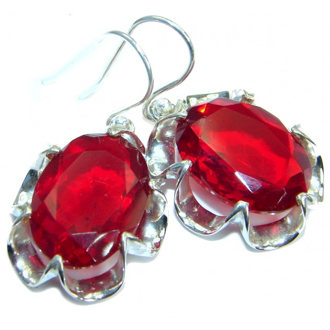 Perfect Red Blue Quartz .925 Sterling Silver handmade earrings