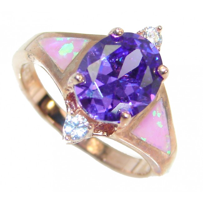 Ultra Fancy Cubic Zirconia Gold plated over .925 Sterling Silver Cocktail ring s. 7