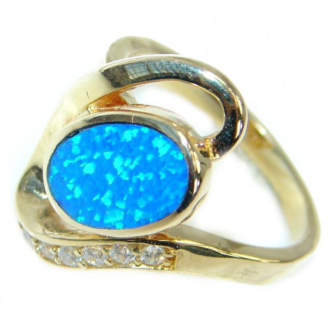 Mesmerizing Japanese Fire Opal Gold over .925 Sterling Silver ring size 7