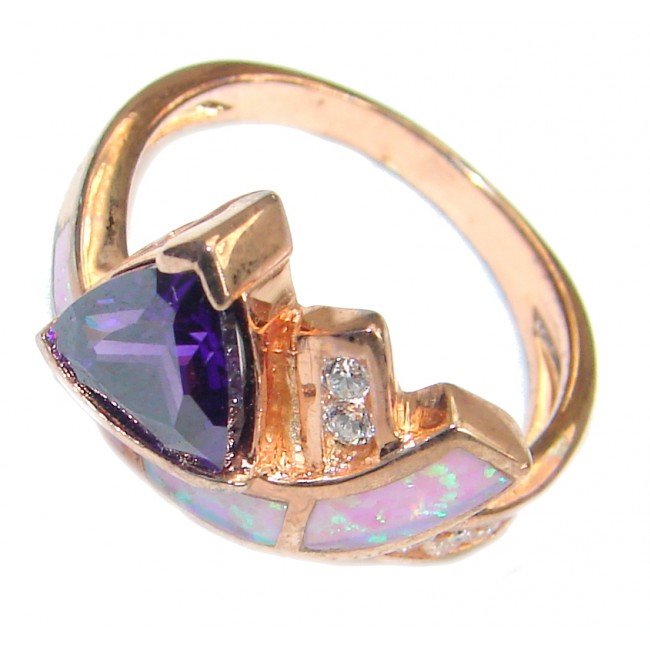 Ultra Fancy Cubic Zirconia Gold plated over .925 Sterling Silver Cocktail ring s. 6