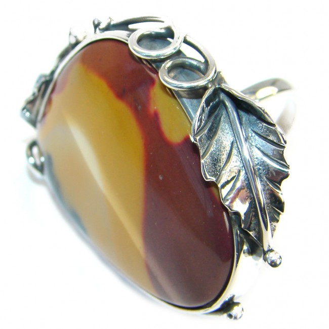 Huge Flawless Australian Mookaite .925 Sterling Silver handcrafted Ring size 8 adjustable