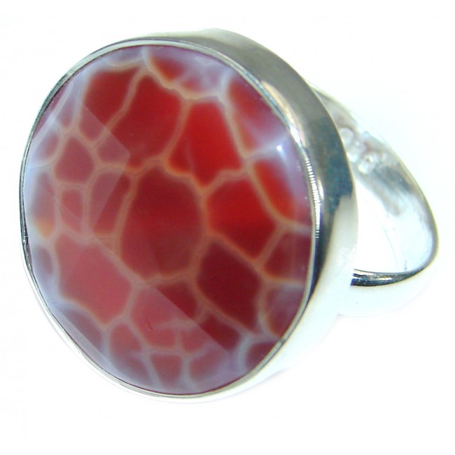 Mexican Agate .925 Silver handcrafted Ring s. 7 adjustable