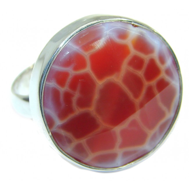 Mexican Agate .925 Silver handcrafted Ring s. 7 adjustable