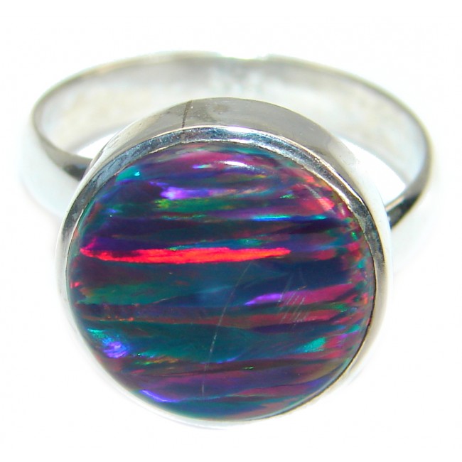 Australian Japanese Opal .925 Sterling Silver handcrafted ring size 7 adjustable