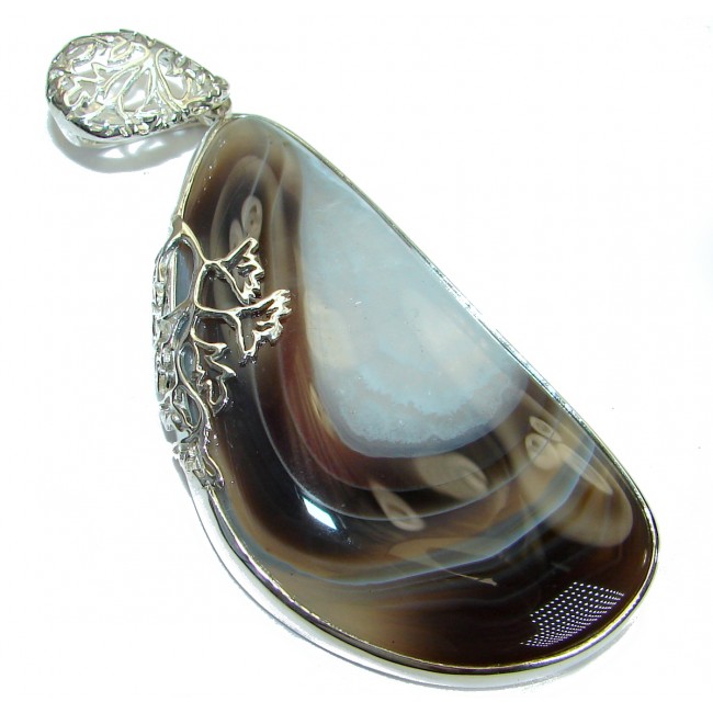 Incredible Quality Botswana Agate .925 Sterling Silver handcrafted Pendant