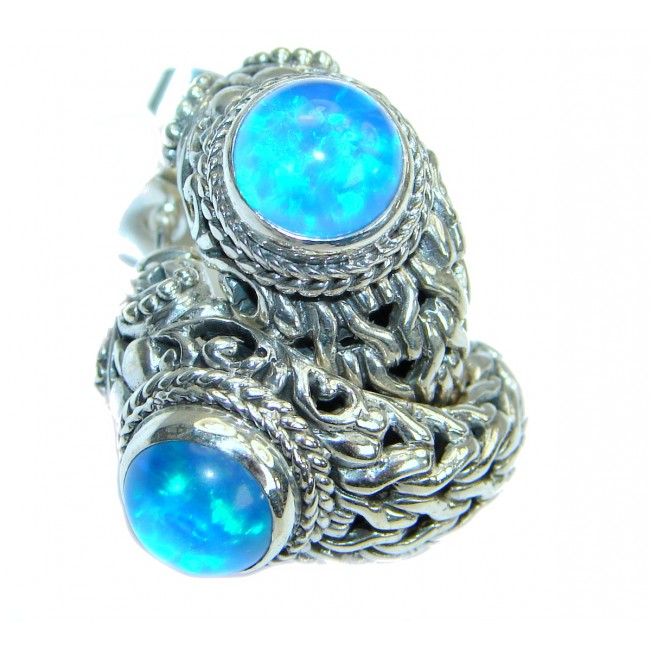 Bali Design Doublet Opal .925 Sterling Silver handmade earrings