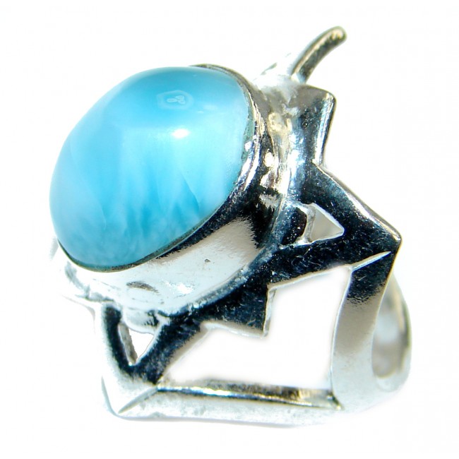 Genuine Larimar .925 Sterling Silver handcrafted ring size 6