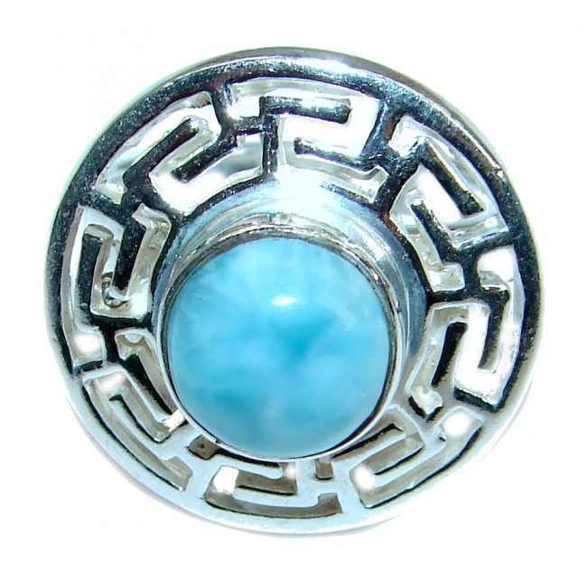 Ocean Waves Larimar .925 Sterling Silver handcrafted ring size 8