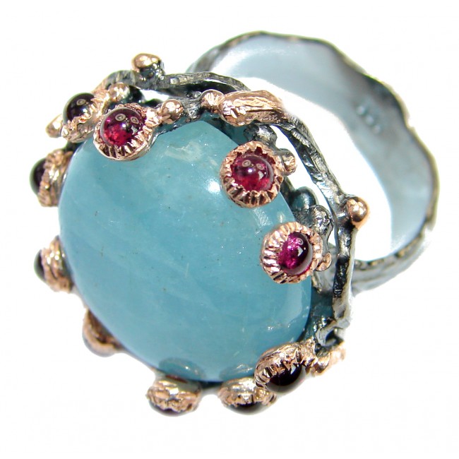 Passiom Fruit Natural 48.5 ct. Aquamarine Gold Plated over Sterling Silver Ring s. 7 adjustable