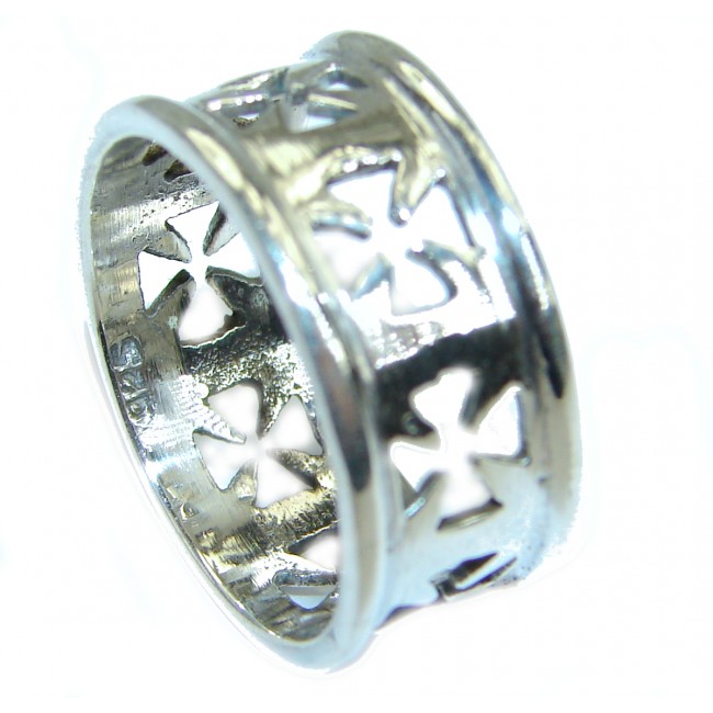 Cross .925 Sterling Silver handmade Cocktail Ring s. 8