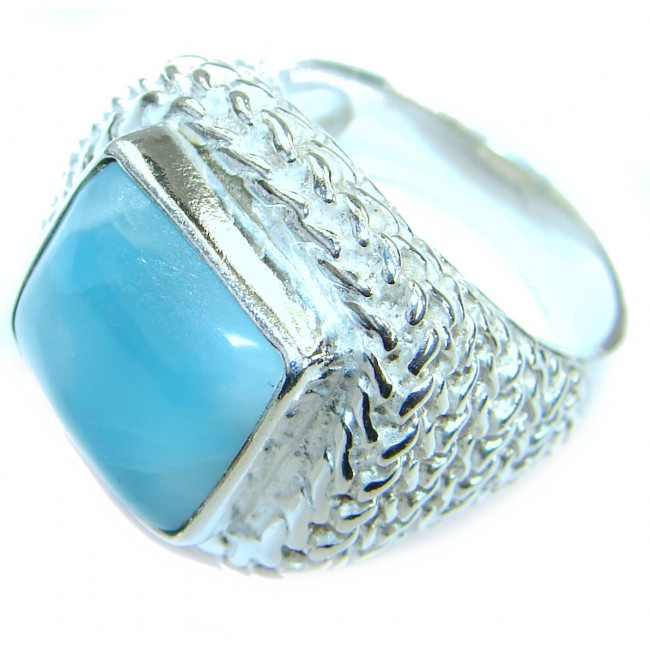 Ocean Waves Larimar .925 Sterling Silver handcrafted ring size 7