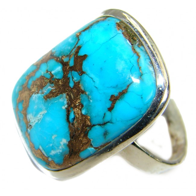 Copper Turquoise .925 Sterling Silver ring; s. 12