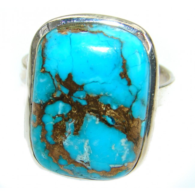 Copper Turquoise .925 Sterling Silver ring; s. 12