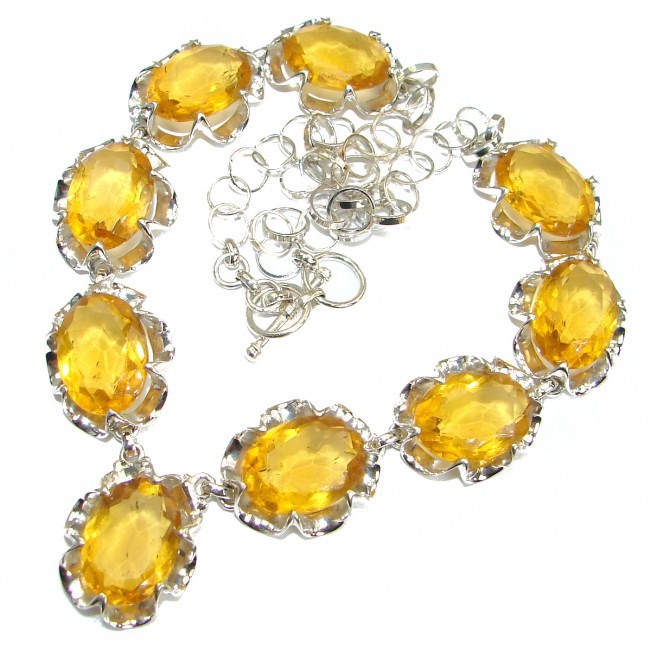 Bohemian Style One of the kind Yellow Quartz Sterling Silver handmade necklace
