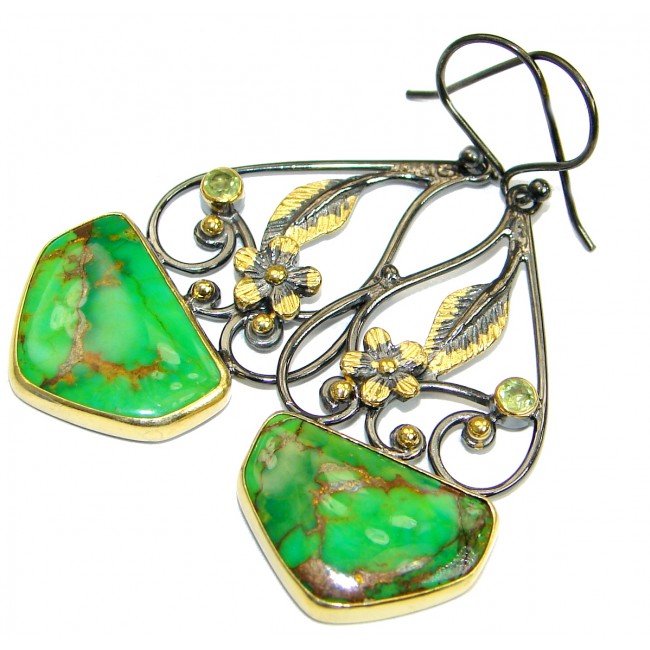 Green Turquoise .925 Sterling Silver handmade earrings
