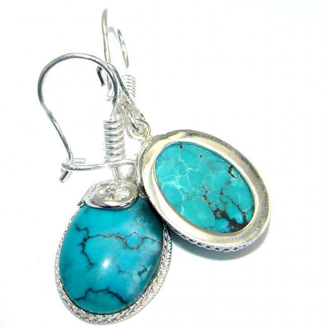 Genuine Beauty Turquoise .925 Sterling Silver handmade earrings
