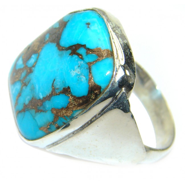Copper Turquoise .925 Sterling Silver ring; s. 10
